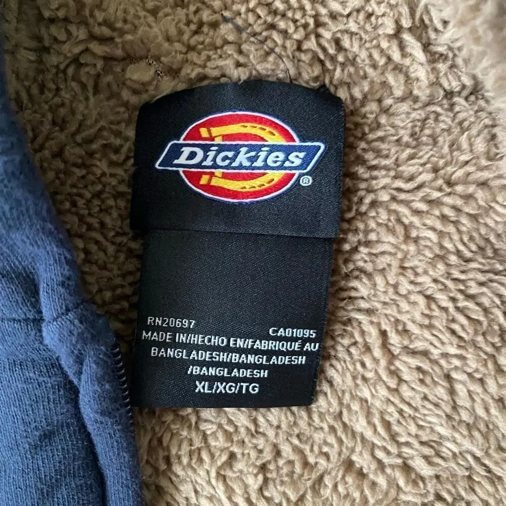 Dickies men XL Cotton blend sherpa lined full zip midweight hooded jacket